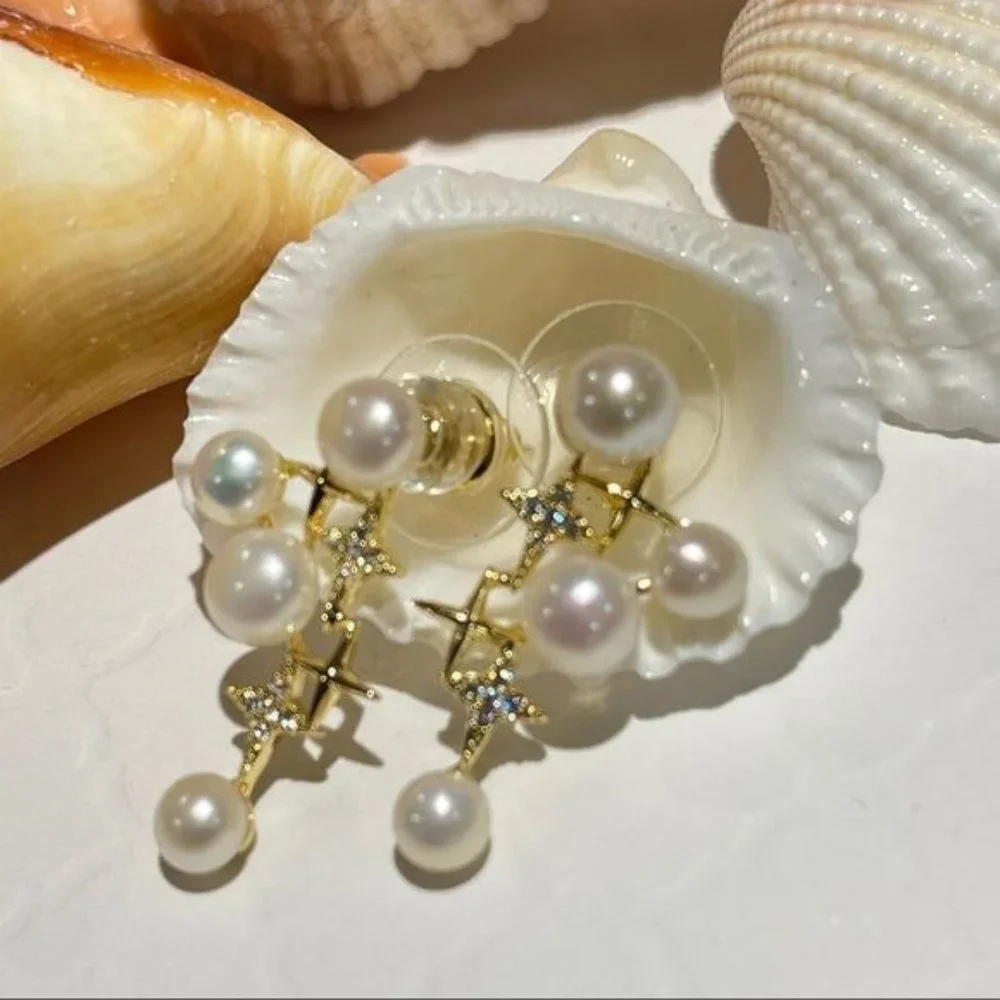 14K Gold Filled Shining Genuine Freshwater Pearl Stud Earrings - Picture 6 of 10